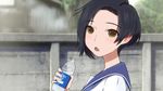  anime_coloring bad_id bad_pixiv_id black_hair bottle brown_eyes fake_screenshot ikiteru kobayakawa_rinko love_plus open_mouth short_hair solo water_bottle 