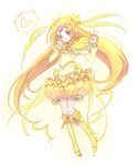  bad_id bad_pixiv_id blonde_hair boots bow brooch bubble_skirt choker circlet cure_muse_(yellow) earrings frills hair_ribbon hand_on_own_cheek jewelry knee_boots long_hair looking_at_viewer magical_girl precure purple_eyes ribbon shirabe_ako skirt smile solo suite_precure ume_(plumblossom) waving yellow_bow yellow_choker yellow_skirt 