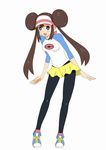  1girl blush happy highres hydrangia long_hair mei_(pokemon) pokemon pokemon_(game) pokemon_bw2 shoes skirt sneakers 