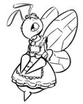  ambiguous_gender arthropod bee beedrill female insect keijimatsu maid maid_uniform monochrome nintendo plain_background pok&#233;mon pok&eacute;mon solo stinger unknown_artist video_games white_background 