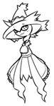  ambiguous_gender clothing female keijimatsu looking_at_viewer maid maid_uniform mismagius monochrome nintendo plain_background pok&#233;mon pok&eacute;mon solo translation_request unknown_artist video_games white_background 