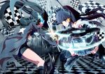  aoki_reika bike_shorts black_rock_shooter black_rock_shooter_(character) crossover meron_to_maria pretty_cure smile_precure! sword thighhighs vocaloid 