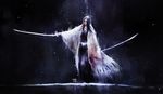  1girl black_hair bleach bleach:_the_thousand-year_blood_war highres long_hair nanfe scar spoilers sword unohana_retsu weapon 