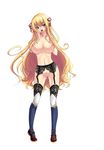  1girl blonde_hair breasts cleavage enoko_(zqfebi) ga_no_kitsune highres large_breasts long_hair pussy simple_background uncensored white_background 