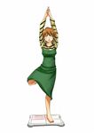  barefoot brown_eyes brown_hair dress fate/stay_night fate_(series) fujimura_taiga full_body playing_games rona_(pixiv_107164) short_hair solo standing standing_on_one_leg striped sweater wii_balance_board wii_fit 