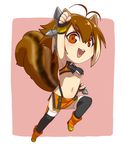  animal_ears antenna_hair arin66 blazblue breasts brown_hair buck_teeth chibi dual_wielding fingerless_gloves gloves highleg highleg_panties holding makoto_nanaya md5_mismatch medium_breasts microskirt orange_skirt panties red_eyes revealing_clothes short_hair side_slit skirt solo squirrel_ears squirrel_tail tail thighhighs tonfa underboob underwear weapon 