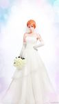  1girl artist_request bouquet dress elbow_gloves female flower gloves hand_on_hip jewelry nami nami_(one_piece) necklace one_piece orange_hair photomanip photorealistic realistic solo thriller_bark wedding_dress white_dress white_gloves 
