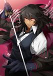  bad_id bad_pixiv_id black_hair formal gaius_(tales) gloves highres male_focus necktie pink_background pink_eyes serious shiramine_(srmn09) solo suit sword tales_of_(series) tales_of_xillia tales_of_xillia_2 weapon 