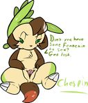  anus blush chespin english_text female nintendo plain_background pok&#233;mon pok&eacute;mon presenting pussy roy_mccloud solo spread_pussy spreading text transparent_background video_games 