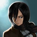  black_eyes black_hair mikasa_ackerman otosama scarf shingeki_no_kyojin short_hair solo 