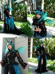  changeling cosplay dress environment female friendship_is_magic green_hair hair horn human makeup mammal my_little_pony queen_chrysalis_(mlp) real wings 