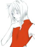  1boy animal_ears kamisama_hajimemashita lowres monochrome simple_background solo tomoe_(kamisama_hajimemashita) white_hair 