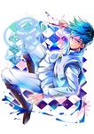  akishima_kei bad_id bad_pixiv_id blue_eyes blue_hair diamond_wa_kudakenai headband heaven's_door ink jojo_no_kimyou_na_bouken kishibe_rohan male_focus pen solo stand_(jojo) 