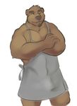  apron bear biceps big_muscles blacksmith bulge facial_hair goatee gotee grizzly_bear horrorbuns looking_at_viewer male mammal muscles solo 