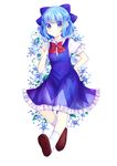  \m/ absurdres bad_id bad_pixiv_id blue_eyes blue_hair bow cirno dress flower hair_bow hand_on_hip highres ice ice_wings pirupiruze shoes short_hair smile socks solo touhou wings 