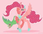  alligator blue_eyes crown cutie_mark docwario duo equine female feral friendship_is_magic gummy_(mlp) hair horn horse jewelry mammal my_little_pony necklace pink_hair pinkie_pie_(mlp) pony purple_eyes reptile scalie tiara winged_unicorn wings 