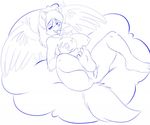  blush breasts female lying nude on_back pussy sketch skidd solo unknown_species wings 