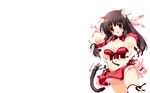  animal_ears black_hair blush breasts brown_eyes catgirl long_hair navel original shigunyan signed tail thighhighs 