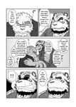  anthro beard biceps big canine chubby clothing coach comic crying dialog dialogue english_text facial_hair feline fur jin_(artist) male mammal me_and_my_teacher muscles school shocked stripes tear tears text tiger wolf 