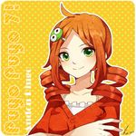  2012 ahoge andou_ringo bad_id bad_pixiv_id character_hair_ornament character_name copyright_name crossed_arms dated drill_hair gradient_hair green_eyes hair_ornament hairclip kei-chan_(atlas_kei) looking_at_viewer multicolored_hair orange_hair puyopuyo puyopuyo_7 red_hair signature smile solo two-tone_hair 