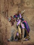  abstract_background clothing cutie_mark equine eyewear female feral friendship_is_magic fur gears goggles gun hair hat horn horse mammal my_little_pony nastylady parasprite_(mlp) pony purple_eyes purple_fur ranged_weapon solo steampunk top_hat twilight_sparkle_(mlp) two_tone_hair unicorn weapon 