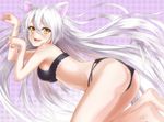  animal_ears ass bad_id bad_pixiv_id bakemonogatari black_bra black_hanekawa black_panties blush bra cat_ears fang hanekawa_tsubasa heirou legs long_hair monogatari_(series) nekomonogatari open_mouth panties paw_pose silver_hair smile solo thighs underwear underwear_only very_long_hair white_hair yellow_eyes 