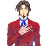  aduma blue_eyes brown_hair command_spell facial_hair fate/zero fate_(series) formal goatee lowres male_focus solo suit toosaka_tokiomi 