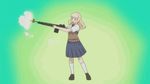  1girl animated animated_gif battle_rifle blonde_hair firing gun long_hair m14 m14_(upotte!!) open_mouth rifle school_uniform shoes shooting socks solo upotte!! weapon 