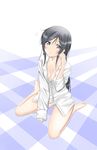  aragaki_ayase black_hair dress_shirt grey_hair highres long_hair messy_hair open_clothes open_shirt ore_no_imouto_ga_konna_ni_kawaii_wake_ga_nai panties roaru_(gyuren) shirt sitting sleepy solo underwear wariza 