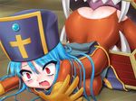  anal anilingus ass backless blue_hair blush bodysuit breasts cannibox censored chunsoft cross dragon_quest dragon_quest_iii enix erect_nipples gloves hat monster priest_(dq3) rape red_eyes screaming tears thighs torn_clothes trubka vore 