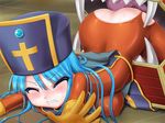  anal anilingus ass backless blue_hair blush bodysuit breasts cannibox censored chunsoft clenched_teeth cross dragon_quest dragon_quest_iii enix erect_nipples eyes_closed gloves hat monster priest_(dq3) rape tears teeth thighs torn_clothes trubka vore 