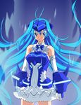  antenna_hair armor armored_dress blue_eyes blue_hair dress elbow_gloves gauntlets gloves headgear highres long_hair ozaneko vividblue vividred_operation 