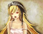  bad_id bad_pixiv_id blonde_hair fang goggles helmet long_hair monogatari_(series) oshino_shinobu red_eyes sashimi_(adam026) solo 