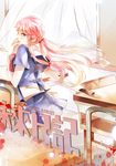  gasai_yuno knife long_hair mirai_nikki pink_eyes pink_hair red_eyes school_uniform solo twintails wazxtsky 