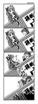 4koma artist_request comic crowd food greyscale indoors kanon long_hair monochrome multiple_girls piro sawatari_makoto sitting source_request stage taiyaki text_focus translated tsukimiya_ayu twintails very_long_hair wagashi 