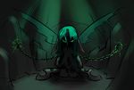  cat_eyes chain changeling dungeon equine female feral friendship_is_magic glowing glyph green_eyes green_hair hair holes horn horse long_hair magic my_little_pony pony queen_chrysalis_(mlp) slit_pupils solo underpable wings 
