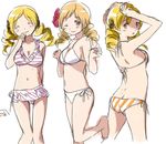  ;) ^_^ arms_up ass bad_id bad_pixiv_id bikini breasts butt_crack cleavage closed_eyes dimples_of_venus drill_hair flower hair_flower hair_ornament large_breasts mahou_shoujo_madoka_magica navel one_eye_closed side-tie_bikini sideboob smile solo standing striped striped_bikini swimsuit tomoe_mami twin_drills twintails underboob yellow_eyes yoplait 