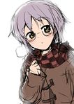  breath brown_eyes coat glasses grey_hair highres nagato_yuki scarf short_hair solo surikogi suzumiya_haruhi_no_shoushitsu suzumiya_haruhi_no_yuuutsu 