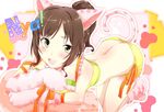  :d animal_ears blush brown_hair butt_crack cat_ears cat_tail fang green_eyes hisayaki_kyuu idolmaster idolmaster_cinderella_girls maekawa_miku open_mouth ponytail shorts smile solo tail 