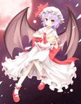  aibumi ascot bad_id bad_pixiv_id bat_wings blue_hair blush flying full_moon hat hat_ribbon heart highres looking_at_viewer moon night petals red_eyes red_footwear red_moon remilia_scarlet ribbon shirt shoes skirt skirt_set smile solo touhou wings wrist_cuffs 
