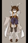  animal_ears antlers brown_eyes brown_hair gen_5_pokemon haik highres personification pillarboxed pokemon sawsbuck short_hair solo 