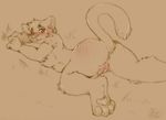  anus blush breasts clitoris feline female hindpaw inuki lion looking_at_viewer mammal monochrome nipples nude paws pinup pose presenting pubes pussy raised_tail solo 