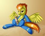  animal_genitalia balls clothed clothing dickgirl equine female feral friendship_is_magic hair horse horsecock intersex jumpsuit looking_at_viewer mammal my_little_pony orange_hair pegasus penis plain_background pony precum skipsy smile solo spitfire_(mlp) tight_clothing two_tone_hair wings wonderbolts_(mlp) zipper 