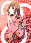  bakemonogatari bowl brown_eyes brown_hair chopsticks eating food holding holding_bowl holding_chopsticks japanese_clothes kimono mochi monogatari_(series) odayan seiza sengoku_nadeko short_hair sitting solo wagashi 