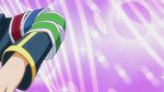  animated animated_gif armband blue_hair breasts cleavage hitoyoshi_zenkichi kurokami_medaka long_hair lowres medaka_box purple_hair school_uniform skirt 