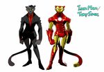  armor duo facial_hair feline iron_man looking_at_viewer male mammal mustache necktie panther plain_background sharks source_request suit the_avengers tony_stark white_background yellow_eyes 