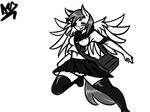  anthrofied avante92 bag black_and_white blush breasts clothing derpy_hooves_(mlp) equine eyes_closed female friendship_is_magic horse legwear mammal monochrome my_little_pony pegasus plain_background pony running school_uniform shirt shoes skirt solo stockings white_background wings 