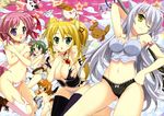  absurdres ahoge animal_ears ass black_panties blonde_hair blue_eyes blush boots bow bow_panties braid breasts brown_eyes cat_ears cat_tail cleavage covering covering_breasts crossed_arms dog_days dog_ears dog_tail eclair_martinozzi embarrassed fox_ears fox_tail front-print_panties fujima_takuya green_eyes green_hair hair_ribbon highres lace lace-trimmed_panties large_breasts leaning_forward leonmitchelli_galette_des_rois lingerie long_hair midriff millhiore_f_biscotti multiple_girls navel one_eye_closed open_mouth orange_hair panties pink_hair ponytail print_panties purple_eyes ribbon ricotta_elmar scan short_hair silver_hair smile stomach striped striped_panties tail thigh_gap thighhighs torn_clothes underwear white_panties yellow_eyes yukikaze_panettone 