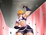  abs crop_top cure_black futari_wa_precure lifting magical_girl misumi_nagisa muscle orange_eyes orange_hair precure ren_(tainca2000) short_hair skirt smile solo weightlifting 