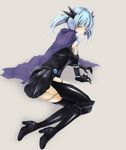  ankle_boots armor belt black_legwear black_stockings boots cape cardfight!!_vanguard darkness_maiden_macha gloves green_hair hair_ornament high_heel_boots high_heels looking_at_viewer miniskirt shadow_paladin skirt thighhighs torn_clothes twintails yellow_eyes 
